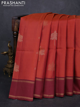Rust & Maroon Kanchipuram Soft Silk Sarees - Buttas