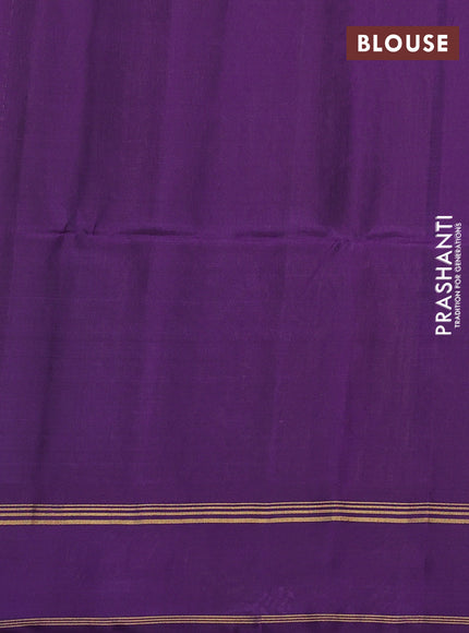 Olive Green & Purple Kanchipuram Soft Silk Sarees - Zari Weaves