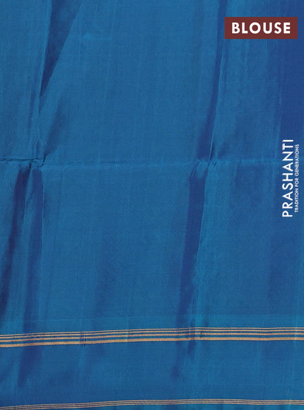 Pastel Purple & Dual Shade Of Teal Blue Kanchipuram Soft Silk Sarees - Zari Weaves