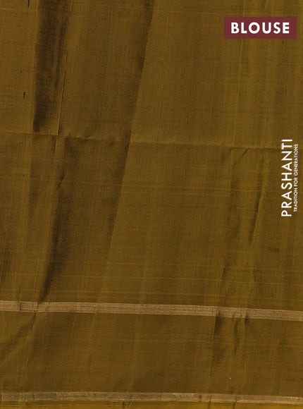 Peacock Green & Mustard Yellow Kanchipuram Soft Silk Sarees - Zari Weaves