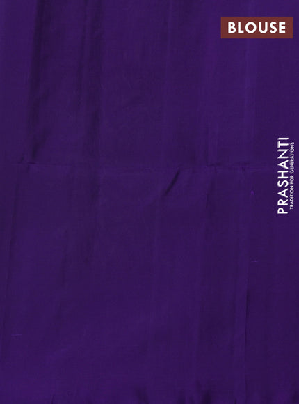Olive Green & Violet Kanchipuram Soft Silk Sarees - Buttas