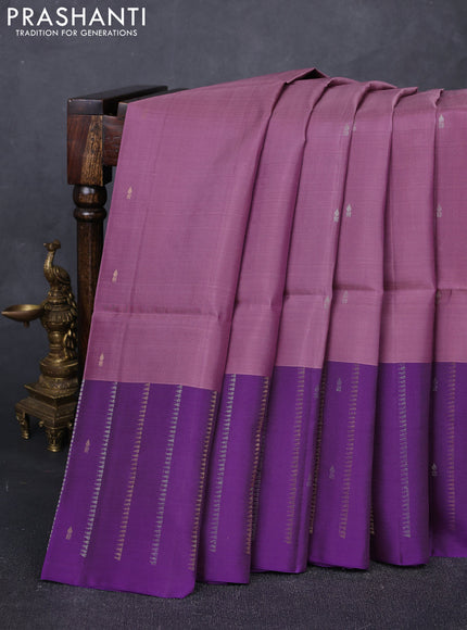 Mauve Pink & Purple Kanchipuram Soft Silk Sarees - Buttas