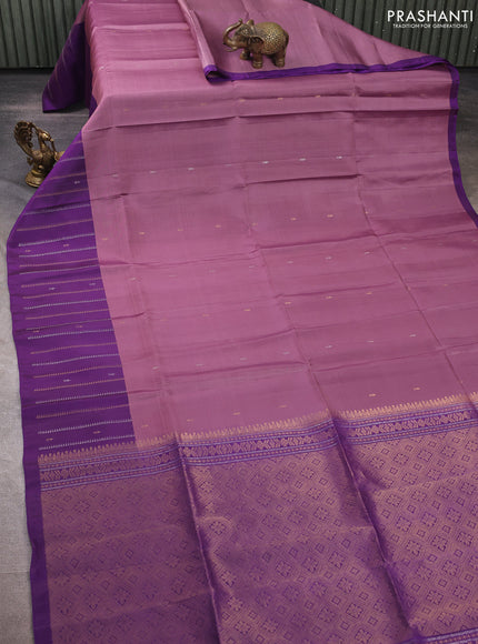 Mauve Pink & Purple Kanchipuram Soft Silk Sarees - Buttas