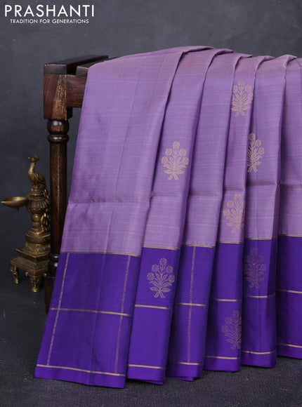 Lavender Shade & Violet Kanchipuram Soft Silk Sarees - Buttas