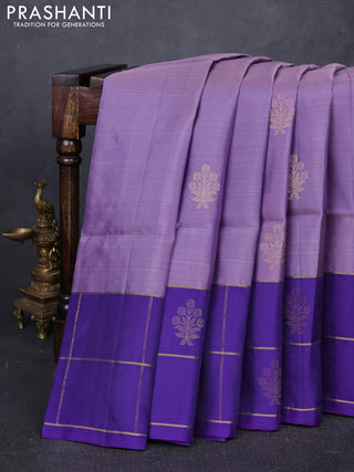 Lavender Shade & Violet Kanchipuram Soft Silk Sarees - Buttas