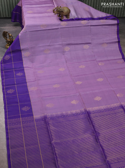 Lavender Shade & Violet Kanchipuram Soft Silk Sarees - Buttas