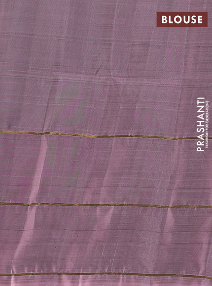 Purple & Peach Shade Kanchipuram Soft Silk Sarees - Buttas
