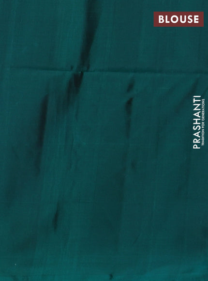 Dark Mehendi Green & Teal Green Kanchipuram Soft Silk Sarees - Buttas