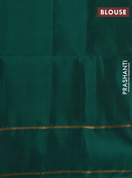 Rust Shade & Green Kanchipuram Soft Silk Sarees - Zari Weaves