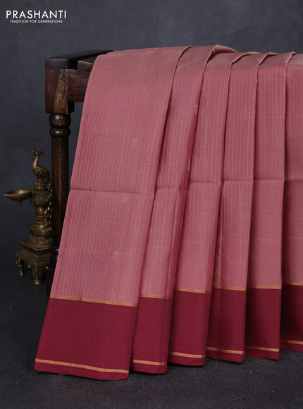 Dark Peach & Maroon Kanchipuram Soft Silk Sarees - Zari Weaves