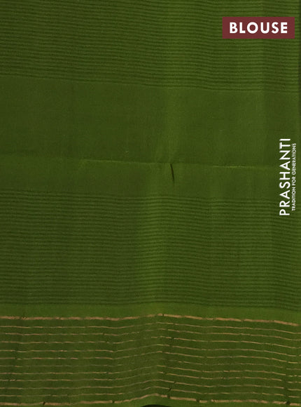 Olive Green & Light Green Kanchipuram Soft Silk Sarees - Buttas