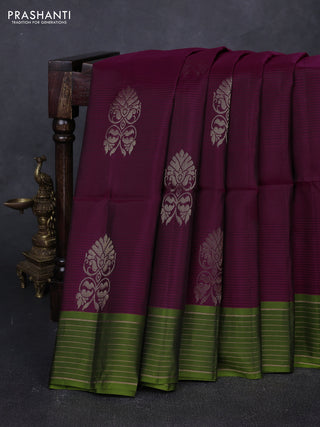 Maroon & Mehendi Green Kanchipuram Soft Silk Sarees - Buttas