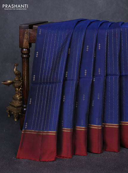 Blue & Maroon Kanchipuram Soft Silk Sarees - Zari Weaves