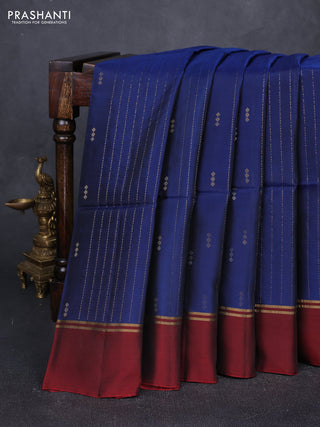 Blue & Maroon Kanchipuram Soft Silk Sarees - Zari Weaves