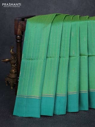 Green  & Teal Green Kanchipuram Soft Silk Sarees - Zari Weaves