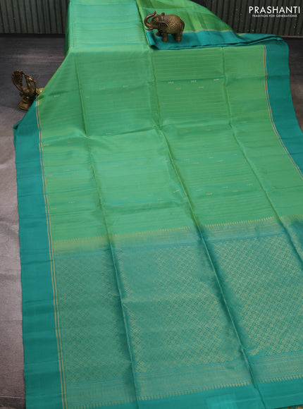 Green  & Teal Green Kanchipuram Soft Silk Sarees - Zari Weaves