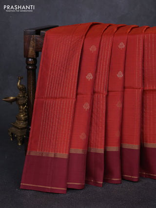 Rust Shade & Maroon Kanchipuram Soft Silk Sarees - Zari Weaves