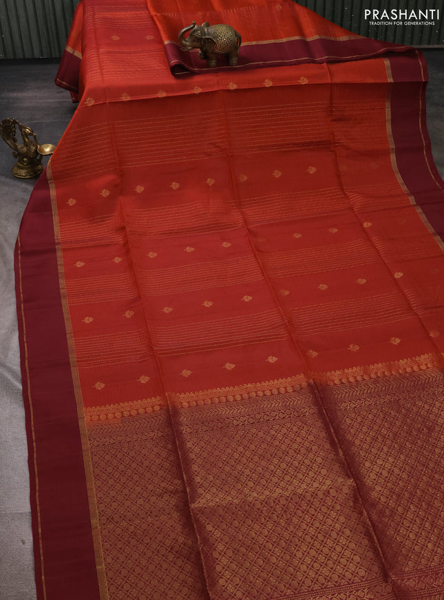 Rust Shade & Maroon Kanchipuram Soft Silk Sarees - Zari Weaves