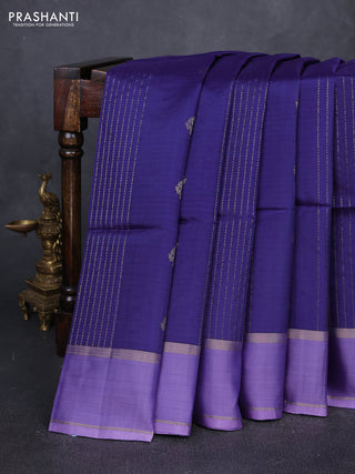 Blue & Lavender Kanchipuram Soft Silk Sarees - Zari Weaves
