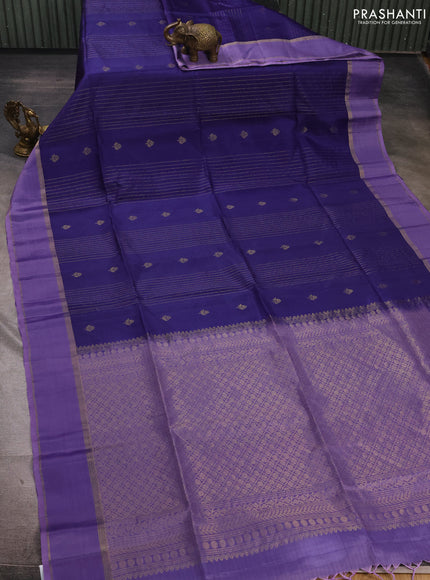 Blue & Lavender Kanchipuram Soft Silk Sarees - Zari Weaves