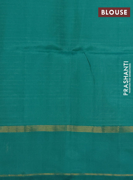 Green  & Teal Green Kanchipuram Soft Silk Sarees - Allover Stripes