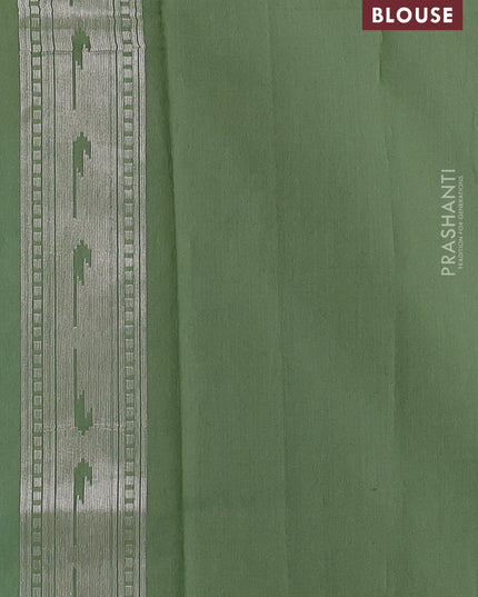 Sky Blue & Pista Green Kora Jamdhani Silk Saree