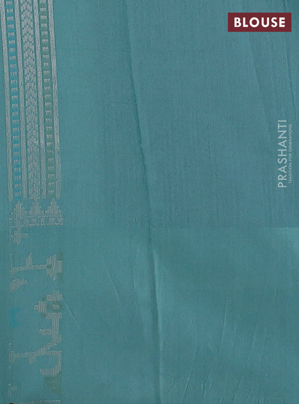 Teal Blue Kora Jamdhani Silk Saree
