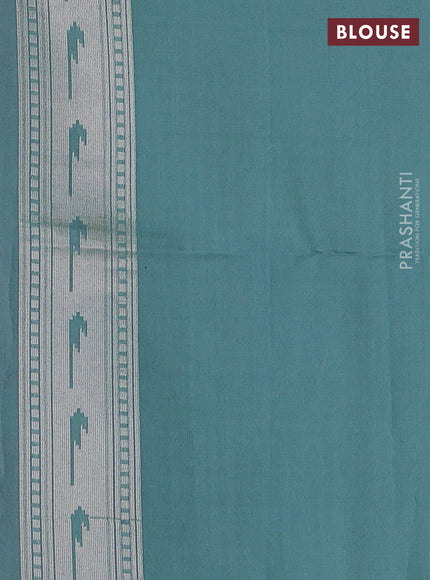 Baby Pink & Teal Green Kora Jamdhani Silk Saree