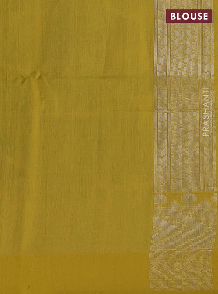 Teal Blue & Yellow Kora Jamdhani Silk Saree