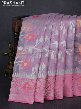 Lavender & Kora Jamdhani Silk Saree
