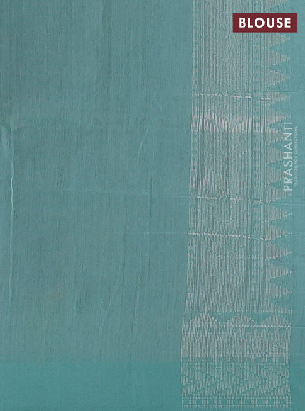 Light Pink & Teal Green Kora Jamdhani Silk Saree