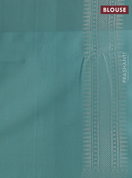 Light Pink & Teal Blue Kora Jamdhani Silk Saree