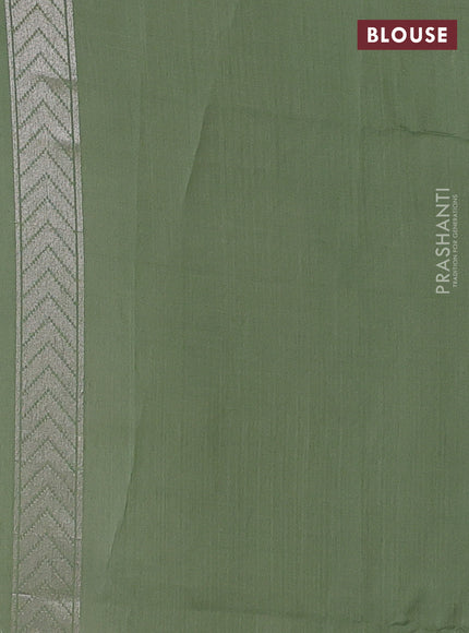 Beige & Pista Green Kora Jamdhani Silk Saree