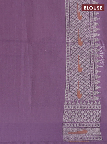 Peach Pink & Mild Lavender Kora Jamdhani Silk Saree