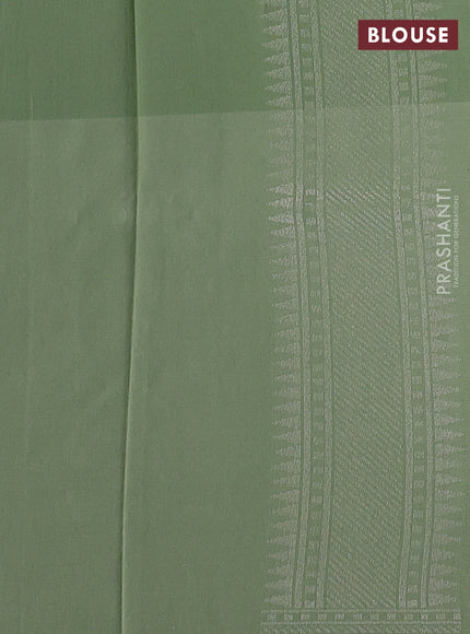 Teal Green & Mild Pista Green Kora Jamdhani Silk Saree