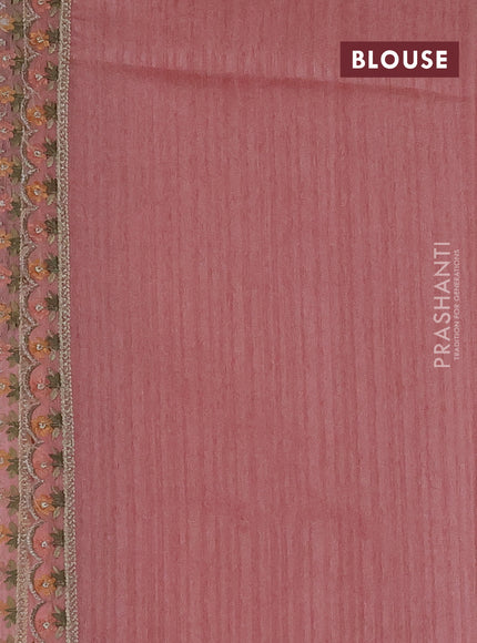 Peach Jute Silk Saree - Embroidery