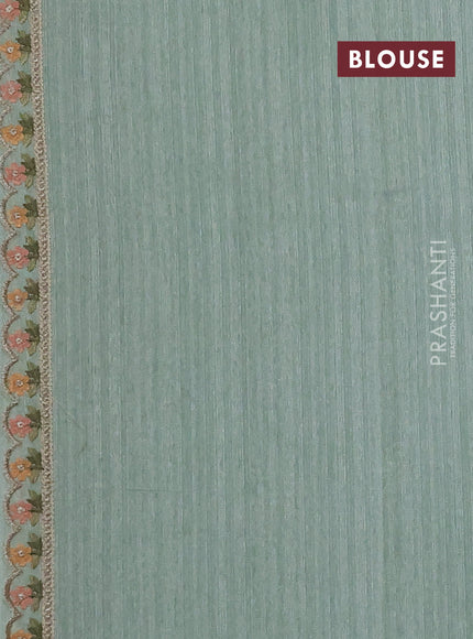 Teal Green Jute Silk Saree - Embroidery