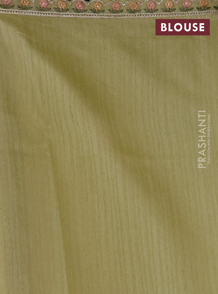 Pista Green Jute Silk Saree - Embroidery