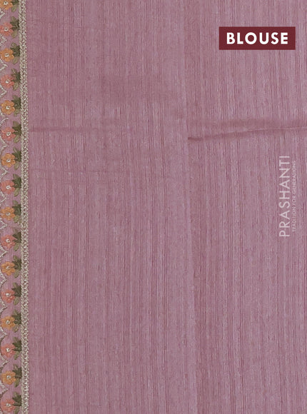 Pastel Pink Jute Silk Saree - Embroidery
