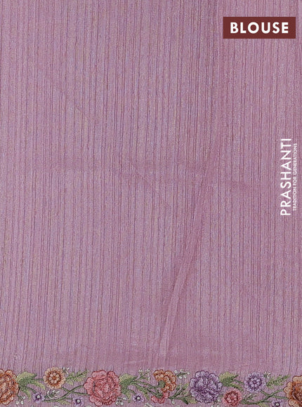Pastel Pink Jute Silk Saree - Embroidery