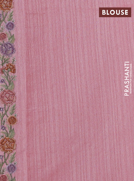 Peach Shade Jute Silk Saree - Embroidery