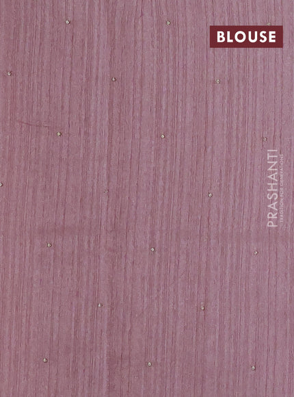 Pastel Pink Jute Silk Saree - Embroidery