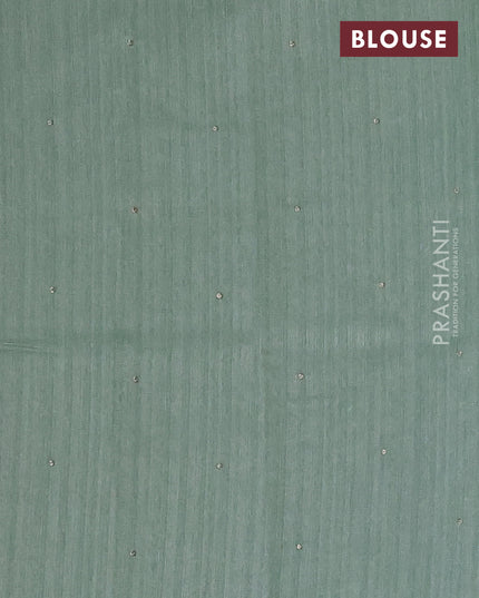 Teal Green Jute Silk Saree - Embroidery