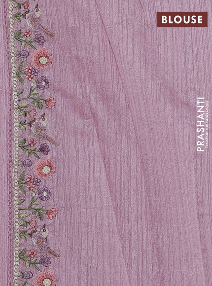 Pastel Pink Jute Silk Saree - Embroidery