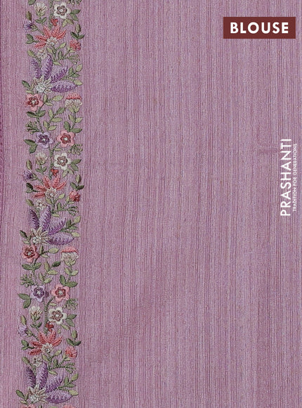 Pastel Pink Jute Silk Saree - Embroidery