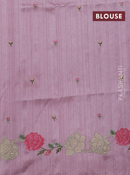 Pastel Pink Semi Raw Silk Saree - Embroidery Work