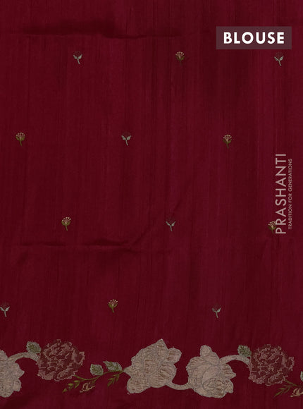 Pink Semi Raw Silk Saree - Embroidery Work