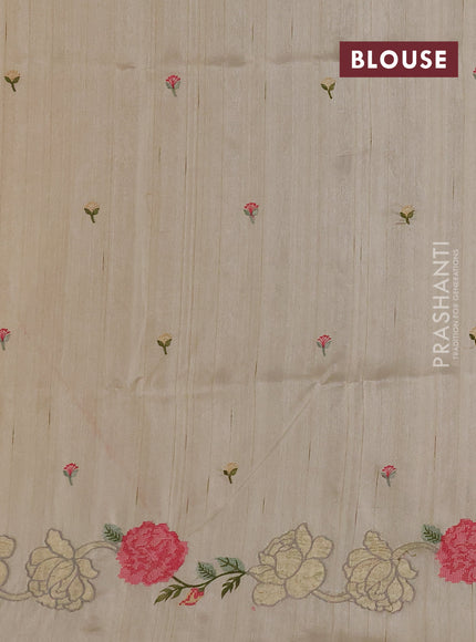 Beige Semi Raw Silk Saree - Embroidery Work