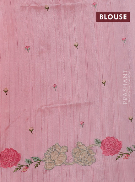 Peach Shade Semi Raw Silk Saree - Embroidery Work