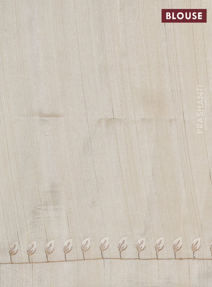 Beige Semi Raw Silk Saree - Embroidery Work
